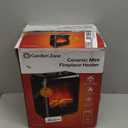 Comfort Zone Electric Mini Fireplace Space Heater with Realistic 3D Flame, Stay-Cool Body, Carry Handle, Overheat Sensor, and Safety Tip-Over Switch, Ideal for Home, Bedroom, & Office, 1,200W, CZFP1BK (Black)