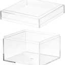 PATIKIL Acrylic Box with Lid 3.15" x 3.15" x 2.36", Clear Acrylic Display Boxes Plastic Square Cube Containers Storage Organizer for Candy Tiny Jewelry Artwork Display