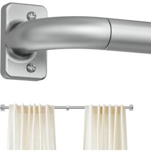 GXOACKJ Silver Curtain Rods for Windows 66 to 120, 1 inch Adjustable Heavy Duty Curtain Rods, Blackout Wrap Around for Bedroom, Kitchen and Outdoor Patio