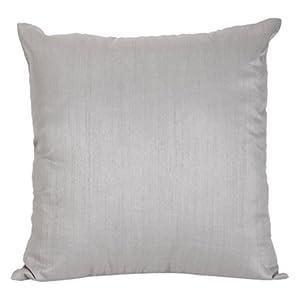 The White Petals Set of 2 Art Silk Pillow Covers, Plain Cushion Cover, Solid Color Silver Grey Throw Pillow (18x18 Inches)