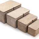 4 Pack, Wicker Baskets with Lids, Nautral Seagrass Storage Baskets, Wicker Storage Baskets for Organizing, Rustic Rectangular Storage Basket, Rattan Storage Organizer for Shelf Whitewash