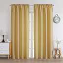 Chyhomenyc Gold Curtains 84 Inch Length 2 Panels Set, Faux Linen Textured Semi Sheer Light Filtering Soft Airy Privacy Farmhouse Curtain Drapes for Living Room Bedroom, Cortinas para Sala, 40Wx84L