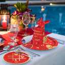 Gatherfun Valentine's Day Party Supplies Red Heart Love Disposable Paper Plates Napkins for Valentine's Day, Engagements, Anniversary, Birthday Party Serve 50