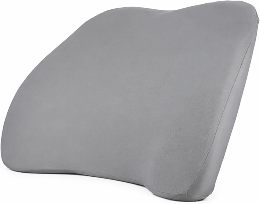 Memory Foam Lumbar Support Pillow Back Pain Relief Ergonomic Back Cushion for Office Chair Car Seat Gaming Chair Washable Cover Improves Posture Grey