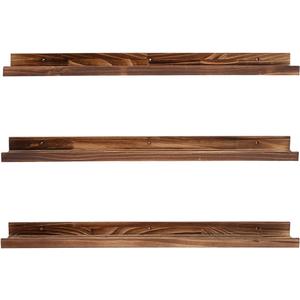 MBYD 36 Inch Floating Shelves for Wall Set of 3, Wall Mount Carbonized Black Picture Ledge Nursery Bookshelf for Bedroom, Living Room, Office, Kitchen, Set of 3 Same Dimensions