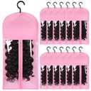 12PCS Wig Storage Wig Bags Storage with Hanger Hair Extension Holder Wig Hanger for Multiple Wigs Hair Extension Hanger Wig Holder Hair Extension Storage Hair Extensions, Wigs & Accessories (PINK) (12 PCS (23.5 Inch))