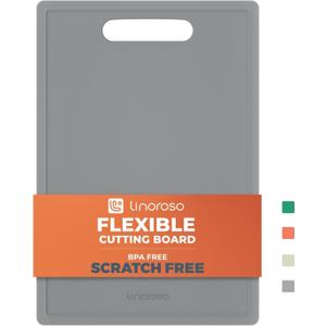 Linoroso Flexible Kitchen Cutting Board - Made from BPA Free Material - Cutting Mark Prevention, 10x14 Inches, Non-Slip Design - Easy-Care Kitchen Essential, Ultimate Gray