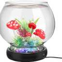 hygger 0.5 Gallon/1 Gallon Glass Fish Bowl with LED Light and Decor, Small Round Betta Fish Tank Goldfish Bowl, Round Clear Unbreakable Aquarium/Vase/Hydroponic Plant Terrarium, Nice Centerpieces