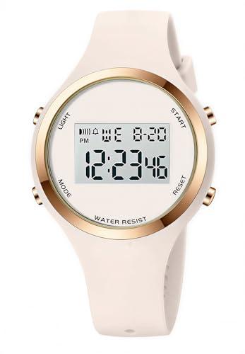 XCZAP Outdoor Sport Watches Alarm Clock 5Bar Waterproof LED Digital Watch (AllOffWhite)