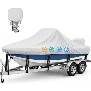 1300D Waterproof Center Console Boat Cover for 20'-22', Gray