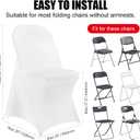 Stretch Spandex Chair Covers - White 50 PCS, Folding Kitchen Chairs Cover, Universal Washable Slipcovers Protector, Removable Chair Seat Covers, for Wedding Party Dining Room Banquet Event