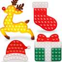 ArtCreativity Christmas Poppers for Kids - 4 Pack - Christmas Pop Its Bubble Fidget Sensory Toys Include Rudolph The Reindeer & Santa Hat - Basket Stocking Stuffers - Holiday Birthday Party Favors