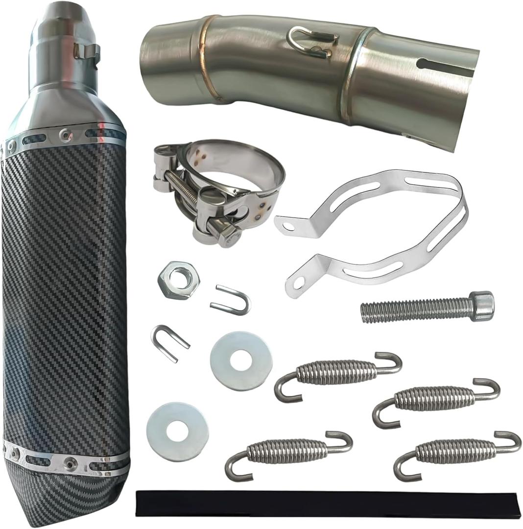 Motorcycle Muffler Mid Pipe Muffler Adapter Connect Pipe Carbon Fiber Style Compatible with Ninja 500 2024 Compatible with Kawasaki Ninja 400 Z400 2018 2019 2020 2021 2022 2023(15PCS)