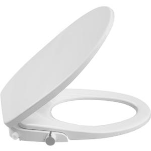 Non-Electric Bidet Toilet Seat, Self-Cleaning Dual Nozzles, Soft-Close Lid, Easy-Install Round White Attachment