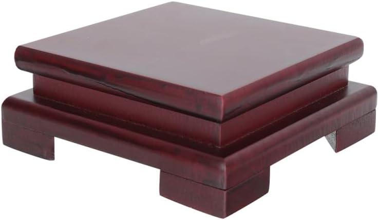 Luxshiny Wooden Display Stand Square Pedestal Base Riser  Dark Red Solid Wood Display Platform for Vase, Teapot, Aquarium Lamp, Trophy, Collectibles, and Home Decoration  4.324.321.77 inch