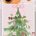 Watercolor Christmas Tree Bow Tie Phone Case Compatible with iPhone 17 Pro, Winter Festival Phone Cover for iPhone 17 Pro