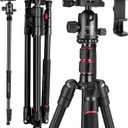 MACTREM 84" Camera Tripod, DSLR Tripod Heavy Duty for Travel, 360 Ball Head Professional Aluminum Tripod & Monopod with Carry Bag Compatible with Canon Nikon Binoculars Laser Telescope, 33lb Load