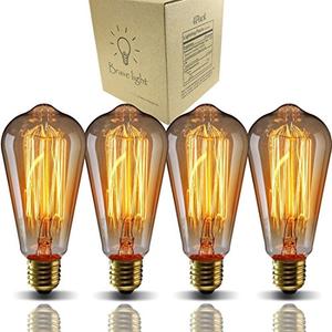 E26 Edison Bulbs, Bravelight Antique Vintage Light Bulbs, Incandescent Light Bulbs, ST64 40W 2700K Warm Dimmable, Squirrel Cage Filament Edison Light Bulb for Table Lamp Home Office Decorative 5 Pack