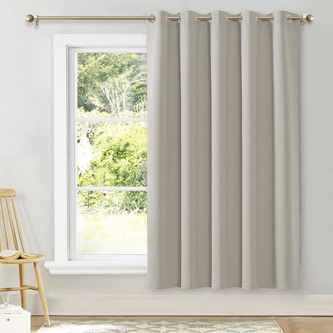 NICETOWN Blackout Wide Blinds for Sliding Door, Beige, W70 x L72, 1 Panel, Insulated Noise Reduction Drapes, Privacy Vertical Curtain for Living Room&Bedroom