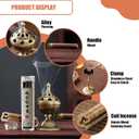 Handheld Incense Burner with 360 Rotating Handle-Chinese Bronze Style Holder for Incense Coils, Yoga Meditation, Home Office Desk Decor