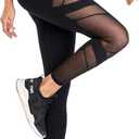Women's Mesh High Waist Leggings Yoga Pants with Pockets Tummy Control 4 Way Stretch Workout Yoga Leggings (Black, XL)