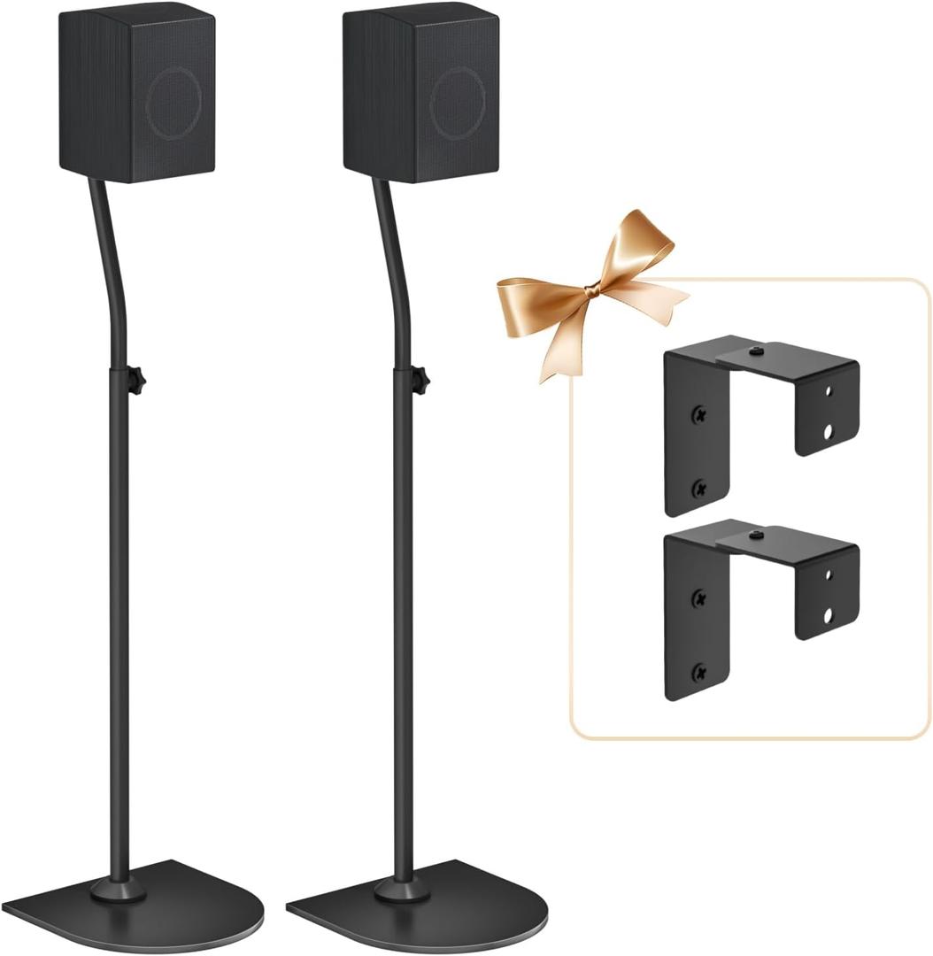 Speaker Stands Pair for Samsung HW-Q990C HW-Q990D Rear Speaker Stand with Wall Mount - Height Adjustable Speaker Floor Stands for Q Series Samsung Speaker Stands Pair with Keyhole or Thread Hole