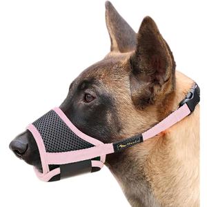HEELE Dog Muzzle,Soft Nylon Muzzle Anti Biting Barking Chewing,Air Mesh Breathable Drinkable Adjustable Loop Pets Muzzle for Small Medium Large Dogs 4 Colors 4 Sizes (Pink, S)