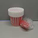 Roshtia 6 Pieces Plastic Popcorn Containers Reusable Buckets 75 oz Popcorn Boxes Bowl with Scoop Retro Style Red Plastic Scoop Set for Movie Theater Night(Stripe)
