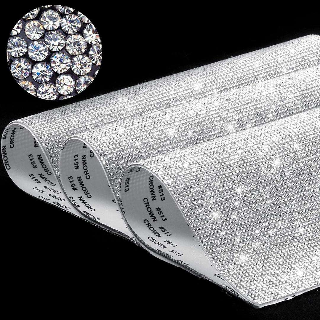 Outus 36000 Pcs Bling Crystal Rhinestones Sheet Sticker DIY Decoration Sticker Self Adhesive Glitter Rhinestone Glitter Gem Sheet for Car Crafts Decoration, 9.4 x 7.9 Inch(White)