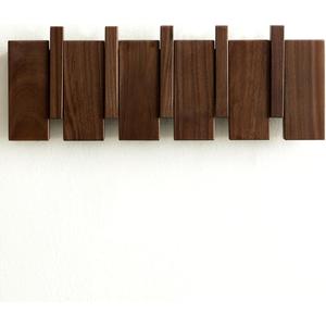 Wood Coat Rack Wall Mount - Large Walnut Piano Coat Rack wtih 5 Hooks for Hanging Clothes,Keys,Robes,Purse,Towels,Modern Decorative Wall hooks Heavy Duty Hanger Organizer for Bathroom/Bedroom/Entryway