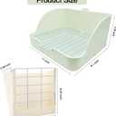 Rabbit Litter Box for Cage Guinea Pig Hay Rack Feeder Rabbits Corner Litter Pan Potty Trainer Pet Toilet Square with Cleaning Set for Hamster, Guinea Pig, Ferret, Bird (White)