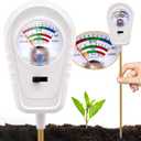 Soil Test Kit 3-in-1, Soil Moisture Meter, Soil PH Meter, Fertility Soil Tester, Soil Tester for Garden, Lawn, Farm, Outdoor & Indoor Use (Silver Frost White)