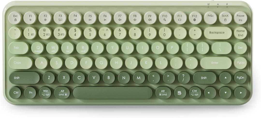 Mini Bluetooth Keyboard, 84-Key Retro Typewriter, Wireless Compact Keyboard, Compatible with Windows Laptops, Desktops, Mac, Computer Keyboards,Tablets (Green Color)