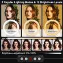 10" Selfie Ring Light with 73" Tripod Stand & 1 Phone Holder, LED Camera Ringlight with 48 RGB Colors Modes & Musical Rhythm Mode and 12 Brightness Dimmable for TikTok/Makeup/Photography/Vlog