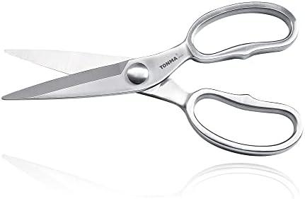 TONMA Kitchen Scissors All Purpose [Made in Japan] Full Metal Stainless Steel Japanese Kitchen Shears Heavy Duty with Micro Serrated, Cooking Scissors for Food Ergonomic Dishwasher Safe