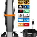 Digital TV Antenna for Smart Tv Indoor TV Antenna for Tv Without Cable with Strong Magnetic Base, 360 Reception HD Antenna for TV Indoor 4k -10FT Long Cables (Orange-V15603)