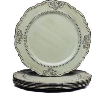 Spsyrine Antique Light Green Charger Plates Set of 6, 13" Plate Chargers for Dinner Plates, Wedding, Banquets, Party