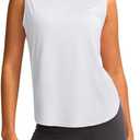 YYV Women's Workout Tank Tops Lightweight Sleeveless Workout Tops Loose Fit Yoga Athletic Running Shirts (White, S)