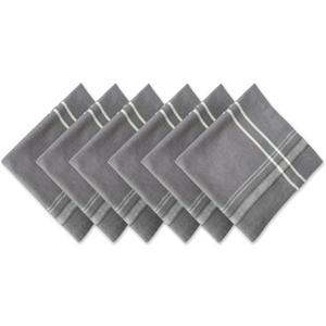 DII French Stripe Tabletop Collection Farmhouse Style Dining Table Linen Napkin Set, 20x20, Gray Chambray, 6 Piece