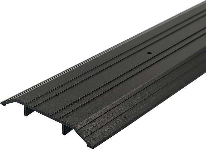 Heavy Duty Corrugated Aluminum Door Threshold for Exterior Doors- Door Saddle- Metal Flooring Transition Strip- Door Sill Extension 73"x5" Black 1 Piece