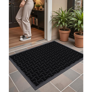 Color&Geometry Front Door Mat Outside Entrance, All-Season Heavy Duty Outdoor Door Mat for Patio Waterproof, Welcome Mat Doormat ,Gray