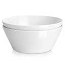 MALACASA Serving Bowls, 105 OZ Large Salad Bowls Set of 2, Porcelain White Bowls for Kitchen, Deep Bowls for Salad, Soup, Pho and Fruit, Ceramic Serving Bowls for Party, Microwave Safe, Series Regular