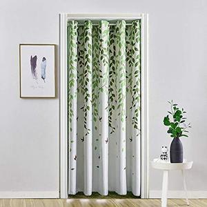 WPKIRA Grommet Top Blackout Curtains Birds Leaves Printed Doorway Curtain Room Darkening Thermal Insulated Blackout Curtains for Doors Spring Window Drapes 39x78 Inch 1 Panel