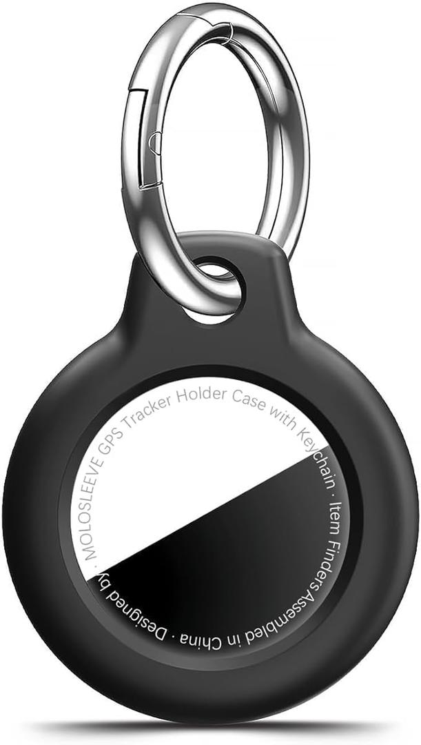 1|2|4 Pack Case for AirTag 2nd Gen (2026) & 1st Gen, Shockproof Holder Anti-Scratch Protective Cover for Air Tags, Men's Women's Keyrings & Keychains for Keys, Luggage, Bags, A4 Black