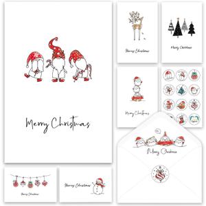BGTCARDS Christmas Cards - Pack of 24, 6 Assorted Designs Merry Christmas Cards with Envelopes - Bulk Boxes card - Perfect to Send Warm Holiday Wishes to Friends and Family - 4" x 6" (Red)