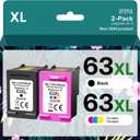 Remanufactured Ink Cartridges Replacement for HP Ink 63 63XL Compatible with OfficeJet 3830 4650 4655 5255 5258 5200 Envy 4510 4520 DeskJet 1110 3630 Printer (1 Black,1 Tri-Color)