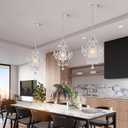 Modern Mini Chandelier,White Retro Crystal Light Fixtures Ceiling Mount 1 Light Small Crystal Chandeliers for Bedroom Elegant Hanging Lighting for Girls Room Dining Room Closet Kitchen Island