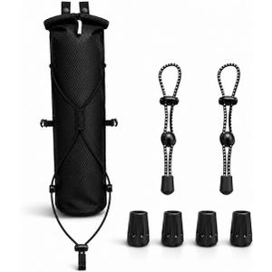 Trekking Pole Quiver for Trail Running, Waterproof Carry Bag for Folding Trekking Poles & Z-Poles, Pole Holder for Hydration Vest & Lightweight Backpack, with 2 Bungee Cords & 4 Rubber Tips