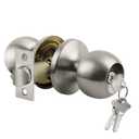 BESTTEN Keyed Entry Door Knob with Lock, Interior and Exterior Door Lock, Standard Ball, Satin Nickel