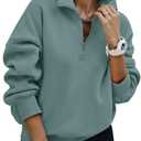 PRETTYGARDEN Womens Half Zip Oversized Sweatshirts Fleece Hoodies 2026 Trendy Long Sleeve Pullover Tops Y2k Spring Outfits (XL, Blue Green)